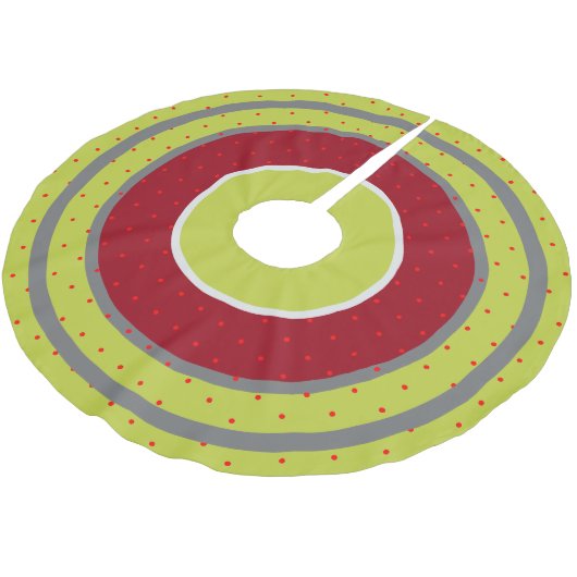Cranberry Limon Polka-dot Polyester Weihnachtsbaumdecke (Schrägansicht)