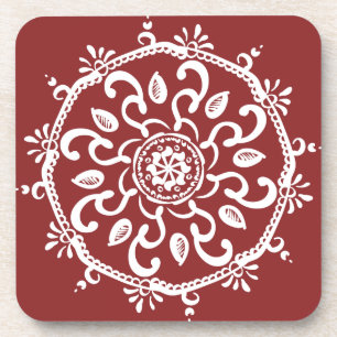 Cranberry Mandala Getränkeuntersetzer