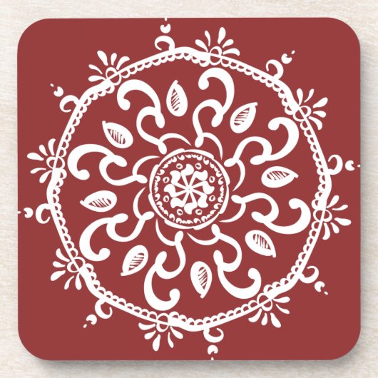 Cranberry Mandala Getränkeuntersetzer (Vorderseite)