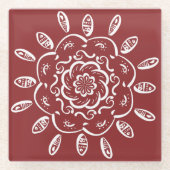 Cranberry Mandala Glasuntersetzer (Vorderseite)