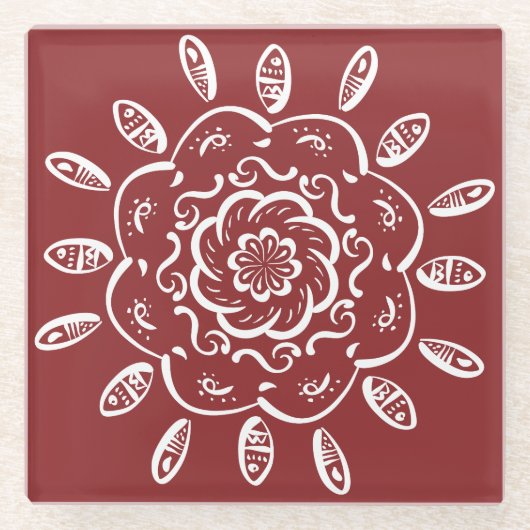 Cranberry Mandala Glasuntersetzer (Vorderseite)