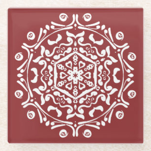 Cranberry Mandala Glasuntersetzer