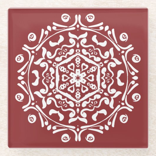 Cranberry Mandala Glasuntersetzer (Vorderseite)