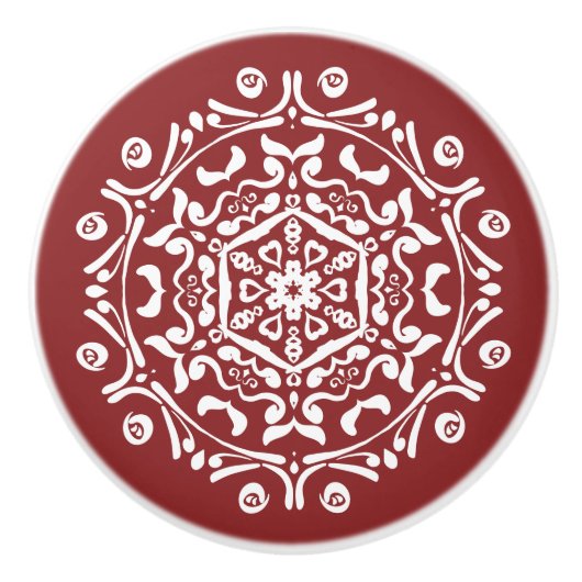 Cranberry Mandala Keramikknauf (Vorderseite)