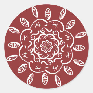 Cranberry Mandala Runder Aufkleber