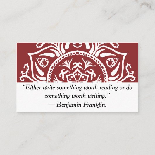 Cranberry Mandala Visitenkarte (Rückseite)