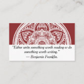 Cranberry Mandala Visitenkarte (Rückseite)