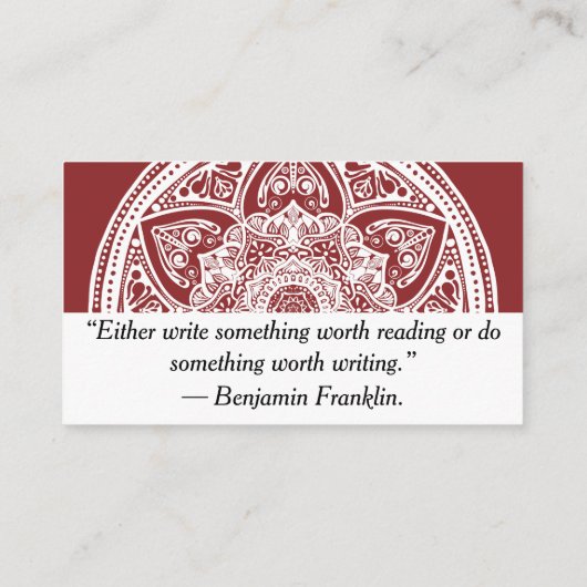 Cranberry Mandala Visitenkarte (Rückseite)