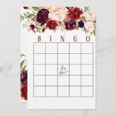 Cranberry Marsala Brautparty Bingo Einladung (Vorne/Hinten)