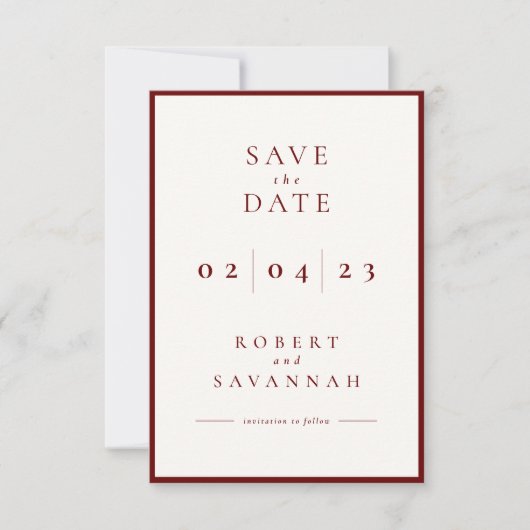 Cranberry Minimalistisch Save the Date Karte (Vorderseite)