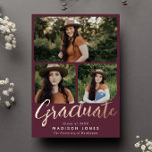 Cranberry Modern Script 4 Fotos Graduiertenparty Folieneinladung