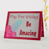 Cranberry Moderne Weihnachtskarte Karte (Gelbe Blume)