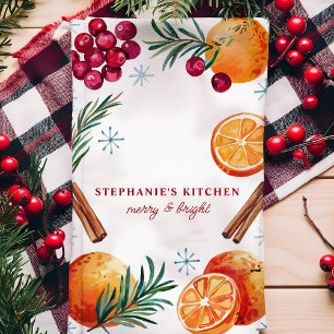 Cranberry Orange Cinnamon Custom Christmas Geschirrtuch