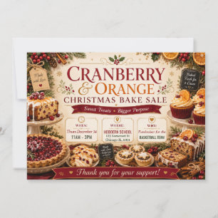 Cranberry Orange Festive Weihnachtsbäckerverkauf Einladung