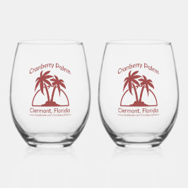 Cranberry Palms Stemless Wine Glasses Weinglas Ohne Stiel