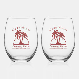 Cranberry Palms Stemless Wine Glasses Weinglas Ohne Stiel