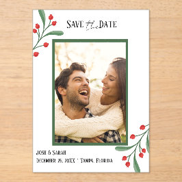 Cranberry Photo Holiday Save the Date Invitation  Acryleinladungen