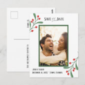 Cranberry Photo Holiday Save the Date Invitation  Postkarte (Vorne/Hinten)