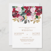 Cranberry & Pink Blütenblütenblüte Mutterhochzeit Einladung (Vorderseite)