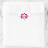 Cranberry, Pink Custom Bird Floral Heart Wedding Herz-Aufkleber (Tasche)