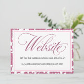 Cranberry Pink Lace Wedding Website Umschließung Einladung (Stehend Vorderseite)