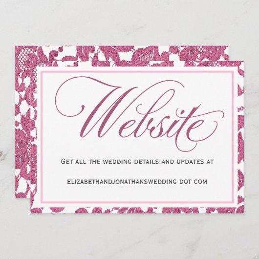 Cranberry Pink Lace Wedding Website Umschließung Einladung (Vorne/Hinten)