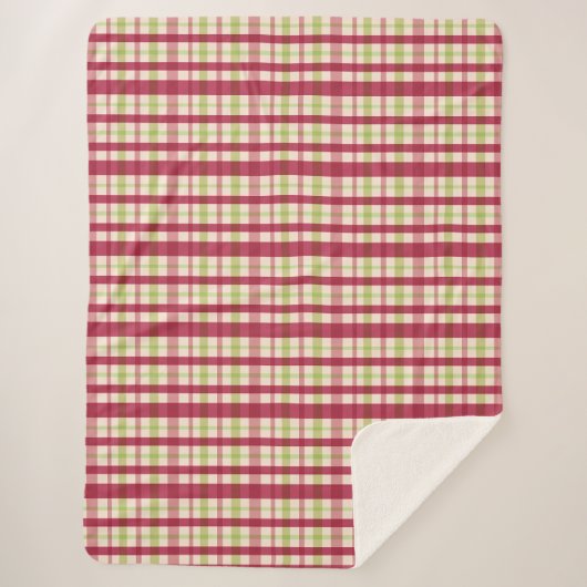 Cranberry Plaid Sherpadecke (Vorderseite)