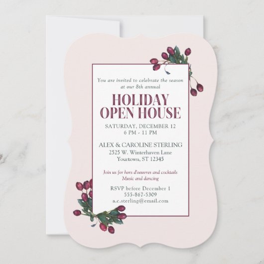 Cranberry Plum Elegante Einladung (Vorderseite)