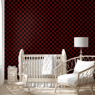 Cranberry Red and Black Checkerboard Pattern Tapete