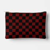 Cranberry Red and Black Checkerboard Pattern Zubehörtasche (Vorderseite)