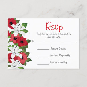 Cranberry Red Blume Lilies - Wedding RSVP Karte
