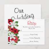 Cranberry Red Blume Lilies - Wedding RSVP Karte (Vorne/Hinten)