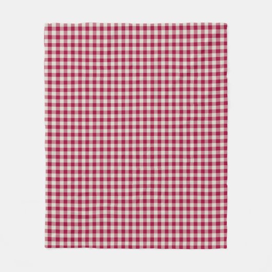 Cranberry Red Gingham Kariert Rustikaler Urlaub Fleecedecke (Vorderseite)