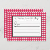 Cranberry Red Gingham Pattern Rezept Card Postkarte (Vorne/Hinten)