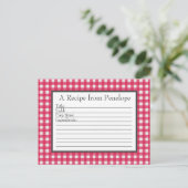Cranberry Red Gingham Pattern Rezept Card Postkarte (Stehend Vorderseite)