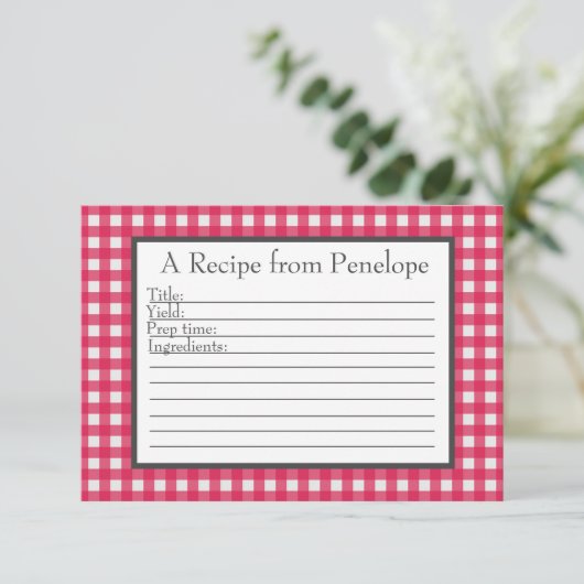 Cranberry Red Gingham Pattern Small Recicard Karte (Stehend Vorderseite)