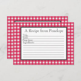 Cranberry Red Gingham Pattern Small Recicard Karte