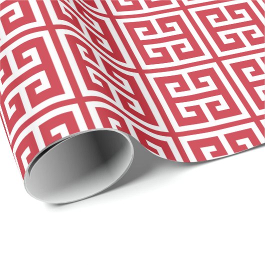 Cranberry Red Greece Schlüsselmuster Geschenkpapier (Rolleneckpunkt)