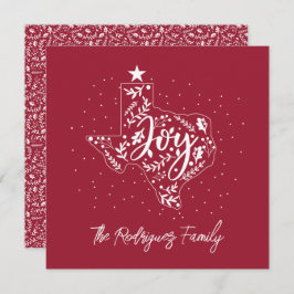 Cranberry Red Joy Holiday Blätter Texas Shape Feiertagskarte