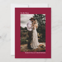 Cranberry Red Minimalistisch Vertical Foto Wedding