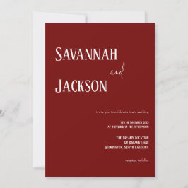 Cranberry Red Modern Elegant Wedding Invitation Einladung
