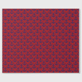 Cranberry Red, Navy Blue Anchors Pattern Geschenkpapier (Flach)