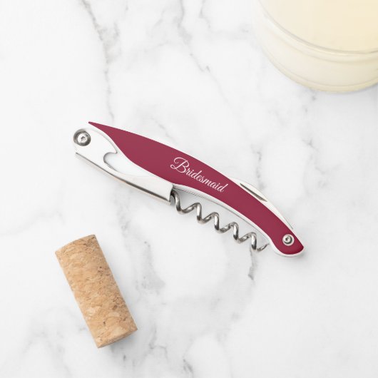 Cranberry Red Personalisiert Wedding Bridesmaid Kellnermesser (Vorderseite)