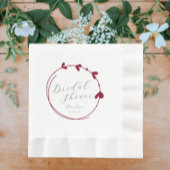 Cranberry Red Simple Heart Wreath Monogram Wedding Serviette