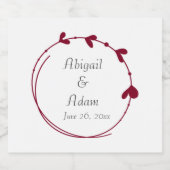Cranberry Red Simple Heart Wreath Wedding Schaumweinetikett (Einzelnes Label)
