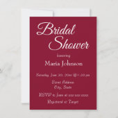 Cranberry Red Simple Style Brautparty Einladung (Vorderseite)