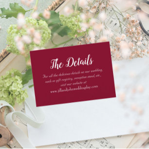 Cranberry Red Simple Style Wedding Details Begleitkarte