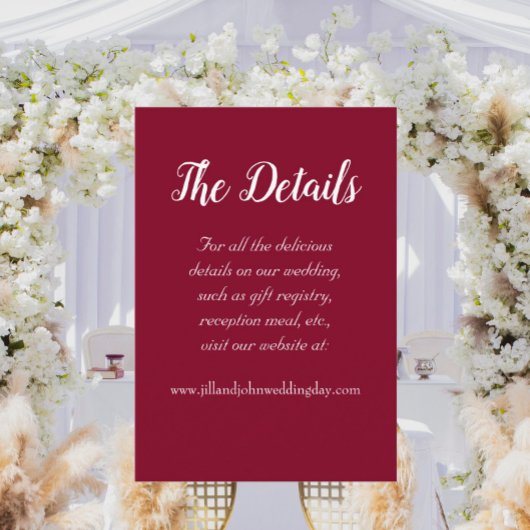 Cranberry Red Simple Style Wedding Details Begleitkarte
