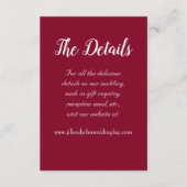 Cranberry Red Simple Style Wedding Details Begleitkarte (Vorderseite)