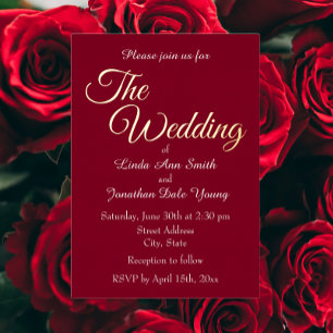 Cranberry Red Simple Style Wedding Folieneinladung